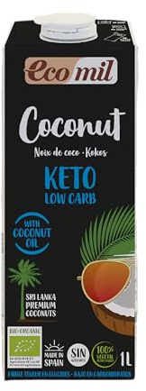 Ecomil - Bebida Vegetal de Coco Eco, Pack 6 x 1 Litro, Sin Gluten, Sin Azúcares Añadidos, Apta para Dietas Keto y Veganas, Sin Aditivos