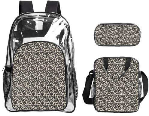FBGHHTY Juego de mochila transparente con estampado de guitarra, para viajes, al aire libre, conciertos, 3 piezas