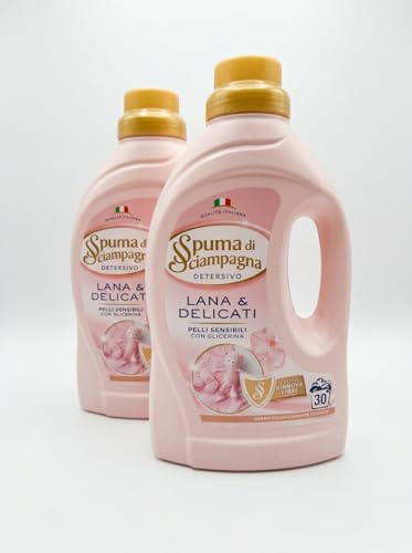 Detersivo Liquido per Lana e Delicati con Glicerina, per Pelli Sensibili, Rinnova le Fibre, 1350 ml, Set da 2, 4 o 6 Confezioni (Set da 2 Confezioni)
