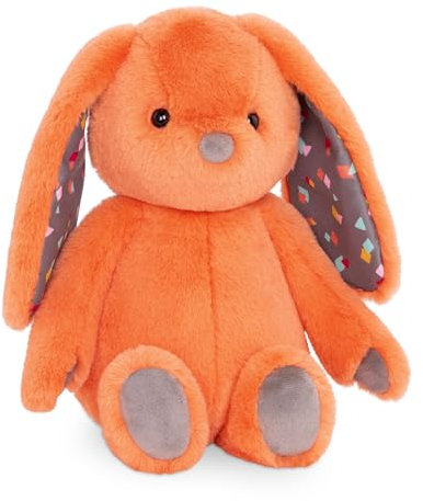 B. toys – 12-Inch Plush Bunny – Super Soft Stuffed Animal – Washable Rabbit Toy – for Babies, Toddlers, Kids – Happy Hues – Coral Cutie Orange Bunny – 0+ Months