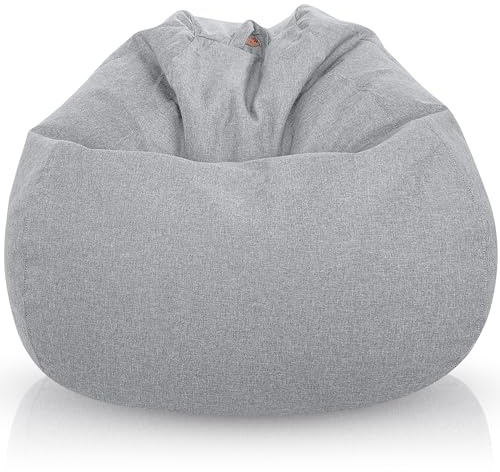 Aiire Sofa Puff Salon Moderno - [90x65] Sillon Puf Gigante XXL con Relleno Incluido para Habitacion Juvenil o Adolescente - Bean Bag Chair Gamer - Puffs Infantiles de Diseño Gris Claro