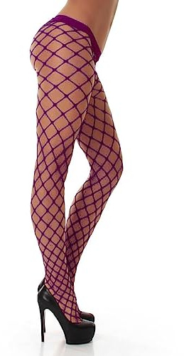 PrettyLoveHose Calze a rete grandi (nero, beige, bianco, giallo, blu, rosa, rosso, arancione, verde, marrone), viola., Taglia unica