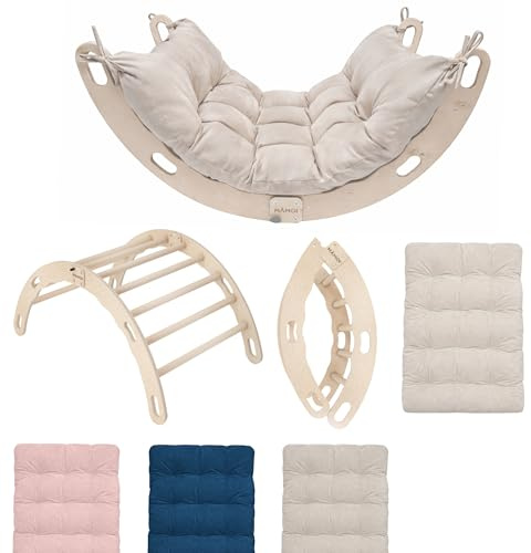 MAMOI® Triangle d'escalade balançoire avec Coussin, Coussin pour Triangle d'escalade pour Enfants en Bois, Triangle intérieur et extérieu, Escalade Enfant, Balancoire Bebe, Espalier Enfant