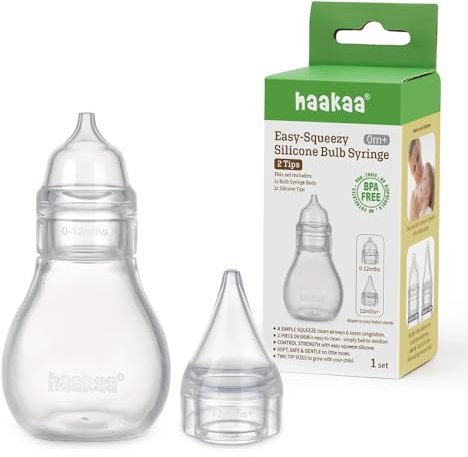 Haakaa | Aspirador/Irrigador nasal de silicona | Retira de forma rápida, suave y segura el exceso de mucosidad de tu bebé. Hecho 100% de silicona.