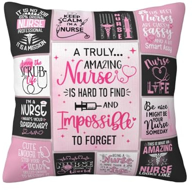 Nurse Gifts, Nurses Week/Day Gifts for Women, Nurses Retirement Gifts for Women, Nurse Appreciation Graduation Gifts Ideas Throw Pillow Covers 18 x 18 Inch