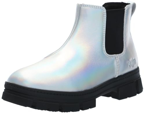 UGG K Ashton Girls' Chelsea Shine Boot, silver, 6 Big Kid