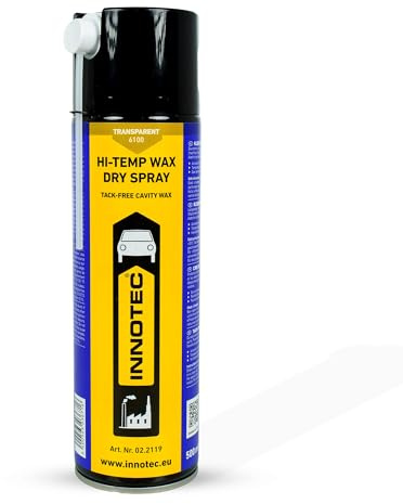 Innotec Hi-Temp Wax Spray per sottoscocca e cavità, spray antigrasso trasparente – Conservazione Next Level per automotive e industriali, nessun attaccamento di sporco e polvere – Bomboletta spray da