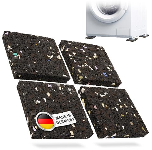 ECENCE Schwingungsdämpfer-Pads als Waschmaschinen Unterlage 4er Set Vibrations-Dämpfer Trockner - Anti-Rutschmatten 10x10x1.5cm Antivibrationsmatte - Made in Germany