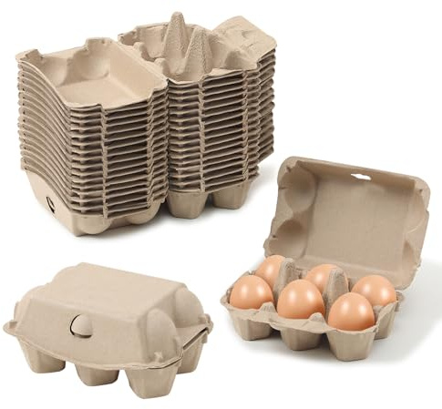Dubtnion 15 Pack Egg Cartons Cheap Bulk, 6 Count Egg Storage Containers Holder, Sturdy Natural Pulp Material Perfect for Storing Extra Eggs
