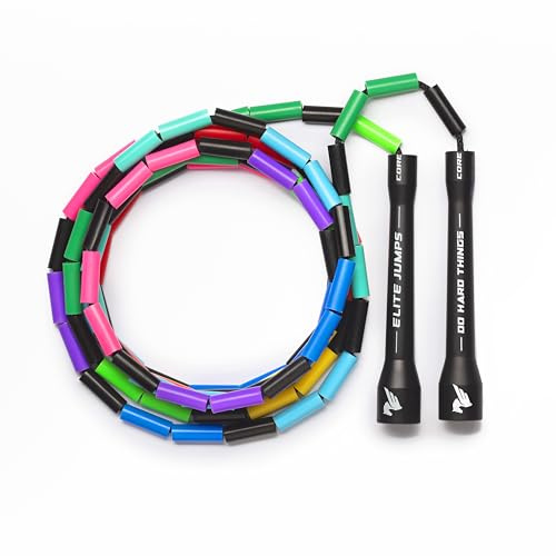 Elite Jumps 1 Beaded Rope, 10ft, Adjustable, 5 Handles, Rainbow