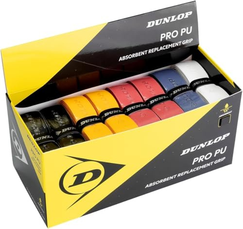 Dunlop Poignée de Rechange Dunlop Pro PU Squash, Multicolore, 24 Pièces