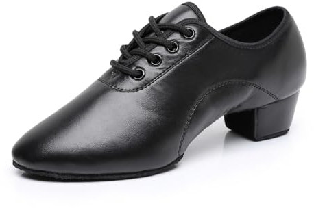 Latein Jazz Tanzschuhe Modern Damen Geschlossene Lehrleistung Standard Gesellschaftstanzschuhe Schnürung 3,5 cm (Schwarz A,40)