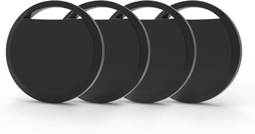 RSH Air Tracker Bluetooth Tag Item Finder, Key Finder Compatible with Apple Find My APP (iOS Only) Replaceable Battery, IP67 Waterproof, for Keys, Wallets, Bags & Luggage (Black, 4 Pack)