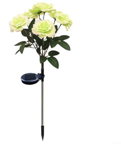 SMZhomeone Luz solar Flor innovadora tierra insertada Rose Light Set 7 cabezas de encantadora decoración solar (verde)