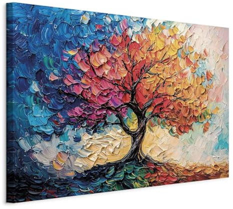 murando - Tableau acoustique Arbre Coloré Abstraite Nature 60x40 cm - Décoration murale anti-bruit isolation phonique - Art décoratif maison salon chambre - Décoration b-H-10220-b-a