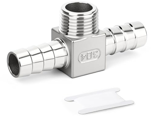 ERGAOBOY 1 st SS304 0,5 tum x 19 mm hane BSP till dubbel hulling T-monteringssats