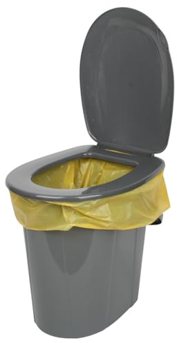 24L Portable Camping Toilet – Bucket-Style Loo with Hinged Seat & Lid, Lightweight & Sturdy, 41×35 cm • Height 42.5 cm – Ideal for Tents, Vans, Festivals, Garden/Renovation Backup (Anthracite)