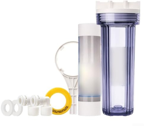 Yuanpgky 10-Inch Water Purifier Filter Bottle for Garden & Sand Systems, Leak-Proof Design with Nitrile Rubber Seal, Food-Grade PP/AS Material, 4x3 Ribs for Pressure(B)