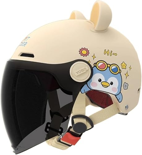Caimcie Casco da Scooter per Bambini | Casco da Moto Jet | con Visiera | Casco Jet per Bambini | per Bambini e Bambine dai 3 ai 12 Anni | Omologato ECE/DOT L,46-55cm