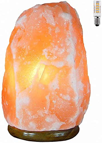 H HANSEL HOME Lámpara de Sal del Himalaya Natural 4-6 Kg + 1 Bombilla de Led de Repuesto Enchufe Europeo