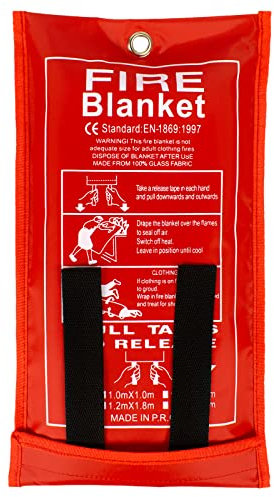 FLASLD Feuerlöschdecke für Menschen Notfall Feuer Flucht, Entstörung schwer entflammbare Sicherheitsdecke für Zuhause, Schule, Lagerfeuer, Grill, Auto, Büro, Lager (1,2 m x 1,2 m)