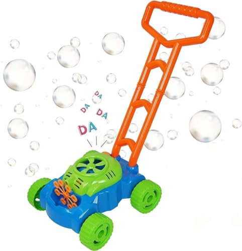 Seifenblasenmaschine Kinderspielzeug, Rrasenmäher Kinder mit Geräusch, Bubble Machine Gartenspielzeug, Kinderrasenmäher Outdoor Spielzeug