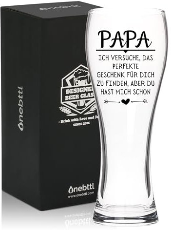 Onebttl Geschenke für Papa, Papa Geschenke für Vatertag, Geburtstag, Weihnachten von Sohn, Tochter, 450 ml Bierglas, Pint Glas, Perfekte Geschenk