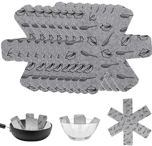 WNXBFO 15 Pcs Silicone Star Grey Pan Protectors, Non-Slip Dividers, Pads for Protecting & Separating Cookware, Stackable, Multi-Size Compatibility