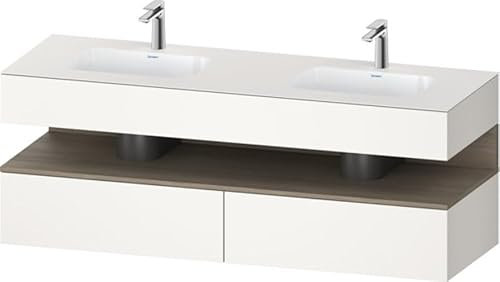 Duravit Qatego Einbauwaschtisch mit Konsolenwaschtischunterbau, 1600x550x600mm, Nische Eiche Terra, Doppelwaschtisch, QA4797035840000, Farbe: Weiß