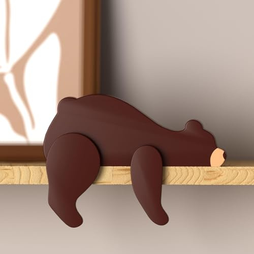 PUTSKA Woodland Nursery Decor, Wooden Animal Shelf Sitter, Bear