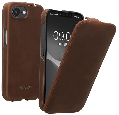 kalibri Flip Hülle Ultra Slim kompatibel mit Apple iPhone 17e / iPhone 16e - Leder Case Schutzhülle Tasche in Braun
