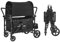 VEVOR Buggy für 4 Kinder, zusammenklappbarer Push-Pull-Kinderwagen mit verstellbarem Griff, 5-Punkt-Sicherheitsgurt und abnehmbarem Verdeck, 4-Sitzer-Buggy für Camping, Schwarz (150 kg Tragkraft)