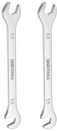 sourcing map 2pcs Super-Thin Open End Wrench 5.5mm Metric Double Open-End Wrench 30Cr13 Stainless Steel Quenching Polish Spanner with 15°and 75° Angled for Auto Repairs