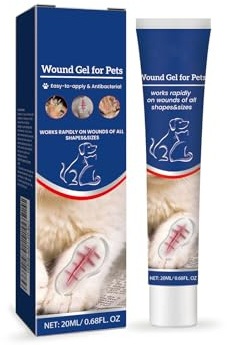 Gel para Heridas Perro,Líquidos Curativos de Heridas de Mascotas,Tiritas de Gel para Perros y Gatos para la Limpieza y el Cuidado,Favorece la Cicatrización de Las Heridas 20g