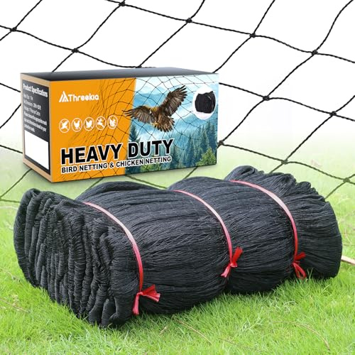Heavy Knotted Poultry Netting for Chicken Run, 2 Mesh, 50x50 ft HDPE Chicken Coop Netting Cover, Hawk Netting for Chickens, Guards Poultry, Pets & Birds Against Raccoons & Predators