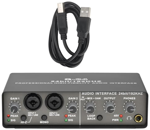 Mezclador de audio Tarjeta de sonido de interfaz de audio profesional, con monitoreo de guitarra eléctrica, extractor de grabación en vivo