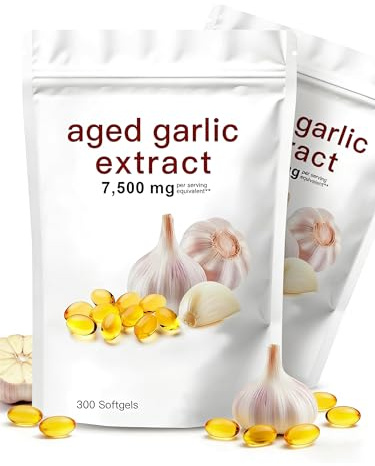 Partículas de ajo envejecido, 7500 mg, inodoro, madurado durante 2 años, 300 unidades.,2pcs