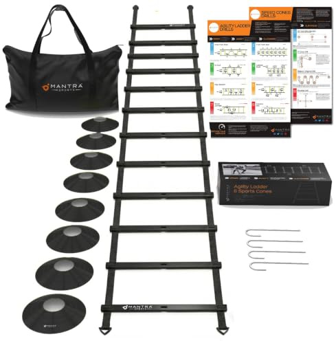 MANTRA SPORTS Plot Sport Kit Entrainement Foot, Materiel Entrainement Football, Plot Foot Football Entrainement, Echelle de Rythme Escalier Sport Equipement Foot