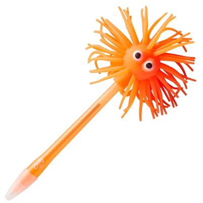 Tinc - Stylo à Bille Lumineux Fuzzy Guy - Accessoire de Papeterie avec Tête Scintillante et Encre Bleue - Fourniture Scolaire Amusante pour Enfant - Pratique pour Cadeaux et Fêtes - Orange