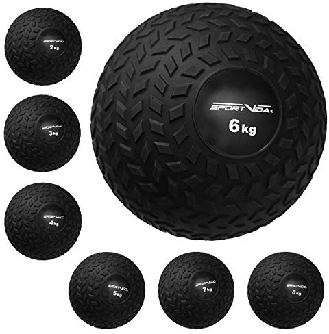 Slam Balle médicale en caoutchouc Poids 2-8 kg avec surface adhérente Diamètre 23 cm Ballon d'entraînement antidérapant pour le sport (6 kg)