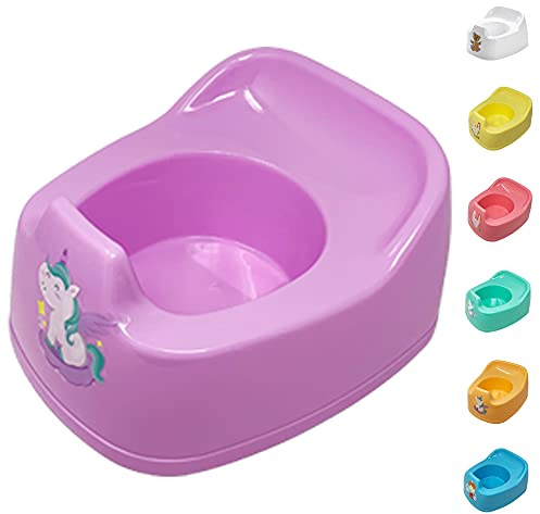 Children Junior Training Potty Toilet Toddler Baby Kids Trainer Chamber Seat Plastic Chair with Cut Out Slot for Easy Carrying, Easy Empty & Clean (C-1 x Light Purple Potty Chamber)