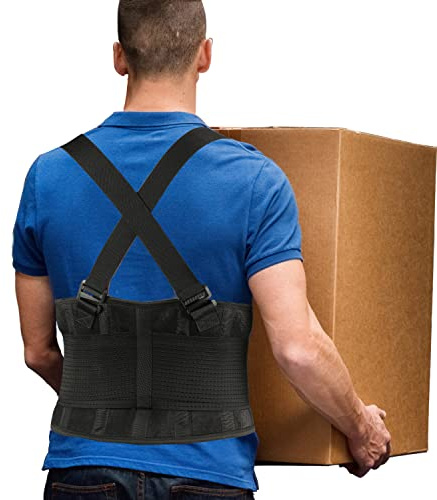 PAZAPO Back Brace Men and Women - Lower Lumbar Support for Heavy Lifting - Lower Back Support Belt with Removable Suspenders-Adjustable Back Belt for Workout, Back Pain Relief, M/L(30-37 Inches)