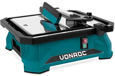 VONROC Cortadora de azulejos 650W -180mm - Depósito de agua integrado - encimera de acero inoxidable extra grande