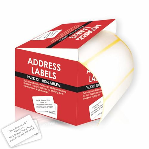 Lot de 180 étiquettes d'adresse adhésives vierges amovibles pour congélateur, étiquettes autocollantes pour enveloppes de fichiers, coins arrondis, couleur blanche, 9 x 3,5 cm