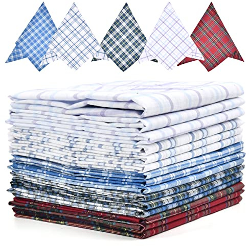 Mens Handkerchiefs Cotton Large 15PCS Men's Handkerchiefs UK Men's Hankies Multipack Pocket Squares Mens Cotton Handkerchief UK Pocket Handkerchief Gents Hankies Men Hankie s Large Cotton 40x40cm