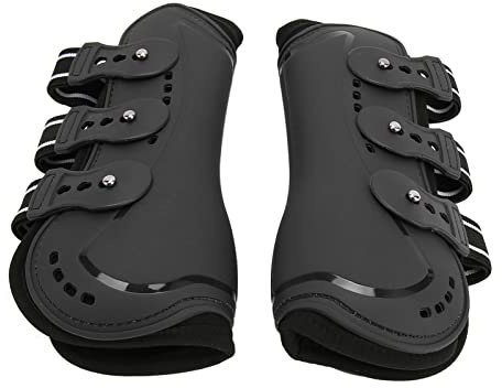 TOPINCN Guêtres Avant pour Cheval, Protection Absorbant Les Chocs pour Cheval, Professionnelle, Respirante, Facile à Fixer, Noire pour l'entraînement au Saut d'obstacles (M)