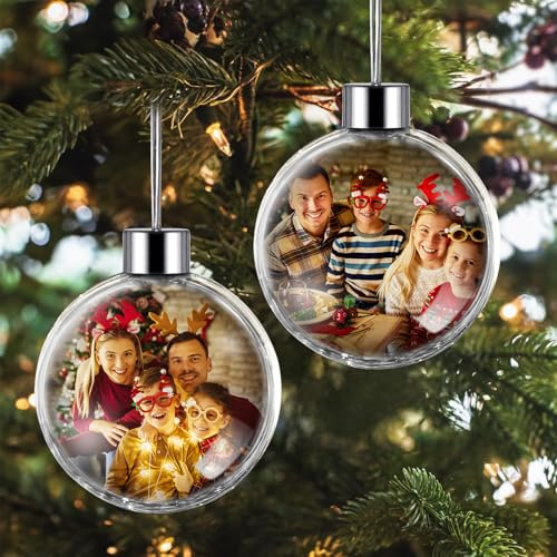 Bolas Navidad Personalizadas - Foto Impresa En Ambos Lados - Bolas Navidad Personalizadas-Adorno Navidad Personalizado, Adecuada para Familias, Regalo para Familiares, Amigos