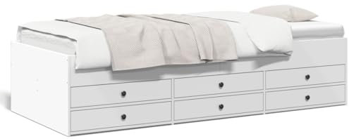 NITCA Daybed with Drawers,Single Bed with Storage,Modern Day Bed with Trundle, Wooden Storage Bed Frame with Drawers,Cabin Bed, SIngle Guest Bed Sofa Bed,Engineered Wood, White Tipo 1 90x190 cm