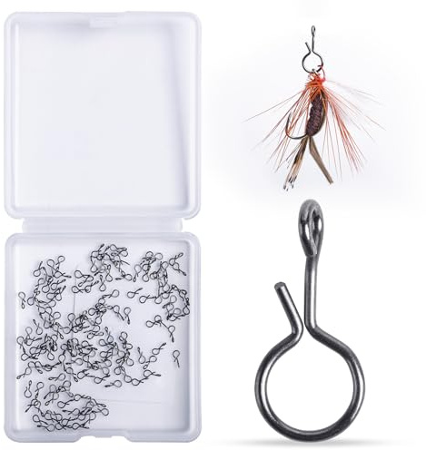 UNYLE Bottoni a pressione per pesca a mosca, clip per esche a cambio rapido, anelli per pesca a mosca, piccole clip per mosche da pesca a mosca, esche da pesca, clip rapide senza nodi, scatto rapido