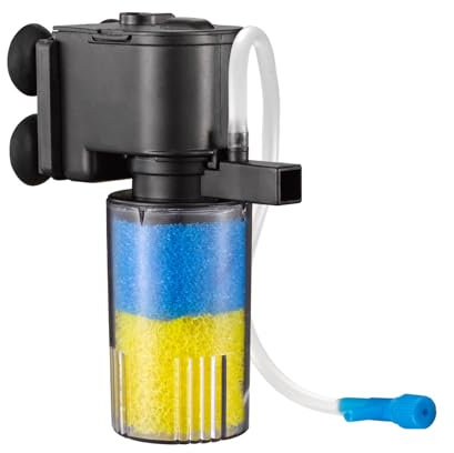 Weipro Klein Aquarium Filter Innenfilter mit 2-Lagig Biochemischer Schwamm Filtration, 5W Voreingestellter Wasserfluss Aquarium Filterpumpe Geeignet für 40l ~ 80l Süßwasser Aquarien, TH-280(330L/H)